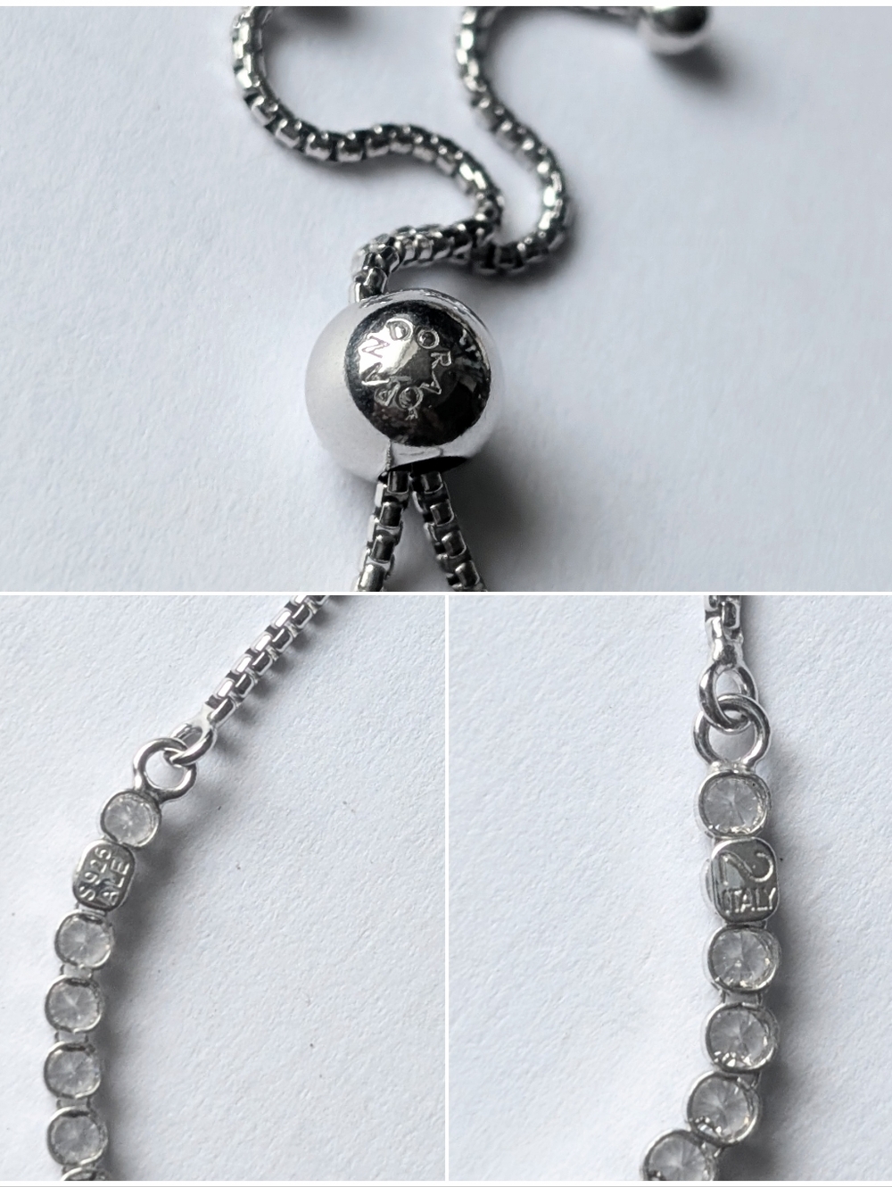 Pandora Sparkling Slider Tennis Bracelet Sterling silver rhodium Cubic Zirconia - Picture 3 of 4